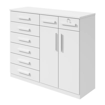 Imagem de Cômoda para Quarto 8 Gavetas 2 Portas com Chave Estilo Clássico Toronto 142cm Branco