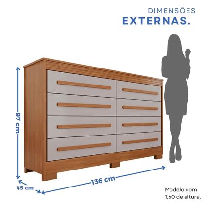 Imagem de Cômoda para Quarto 8 Gavetas Diamante Espresso Móveis