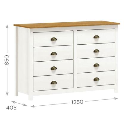 Imagem de Cômoda para Quarto 8 Gavetas Estilo Americano 125cm Lázio F07 Branco/Carvalho - Mpozenato