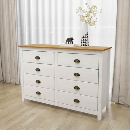Imagem de Cômoda para Quarto 8 Gavetas Estilo Americano 125cm Lázio F07 Branco/Carvalho - Mpozenato