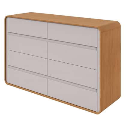 Imagem de Cômoda para Quarto 8 Gavetas Puxador Embutido Loop 152cm Bege Amêndoa Clean/Off White