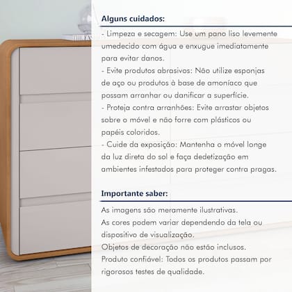 Imagem de Cômoda para Quarto 8 Gavetas Puxador Embutido Loop 152cm Bege Amêndoa Clean/Off White