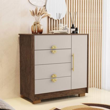 Imagem de Cômoda Para Quarto 93cm Com 1 Porta Nara Imbuia/Fendi V02 - Mpozenato