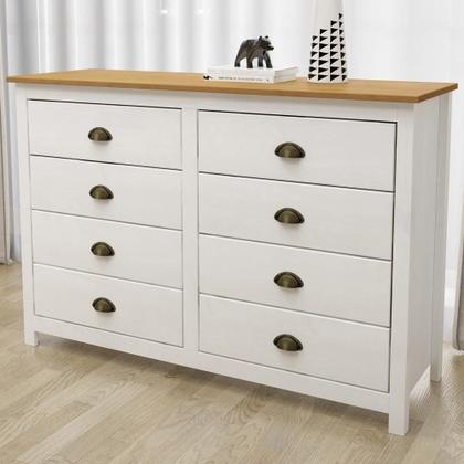Imagem de Cômoda Para Quarto Closet 8 Gavetas Madeira Maciça Mazzaro F06 Branco Freijó - Lyam Decor