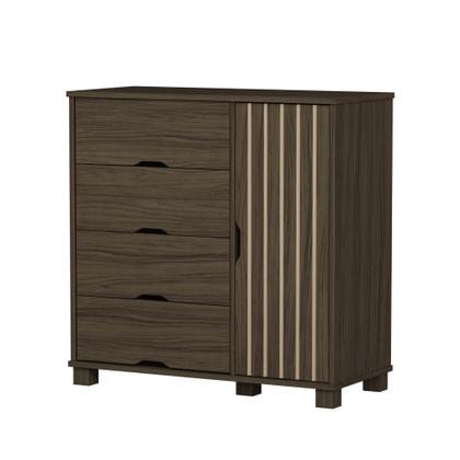 Imagem de Cômoda Para Quarto Com 4 Gavetas 1 Porta Sapateira Estilo Retro Com Design Moderna Linha Bela