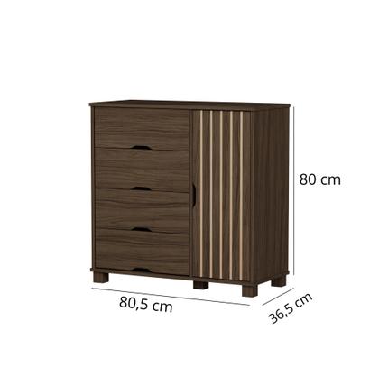 Imagem de Cômoda Para Quarto Com 4 Gavetas 1 Porta Sapateira Estilo Retro Com Design Moderna Linha Bela