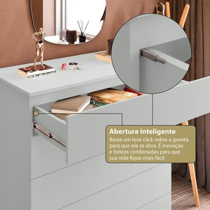 Imagem de Cômoda para Quarto com 5 Gavetas Compacta 86,8CMX45CMX91,5cm Cinza