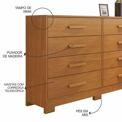 Imagem de Cômoda para Quarto com 8 Gavetas Olga Marrom/Cinamomo
