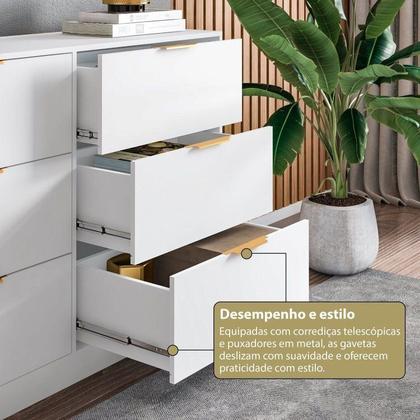 Imagem de Cômoda para Quarto com 9 Gavetas 200 cm X 90 cm Sun Yescasa Branco