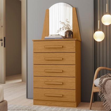 Imagem de Cômoda Para Quarto Com Penteadeira Laris A02 Cinamomo - Mpozenato