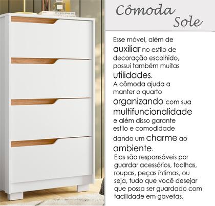Imagem de Cômoda para Quarto Compacta com 4 Gavetas Flex Sole
