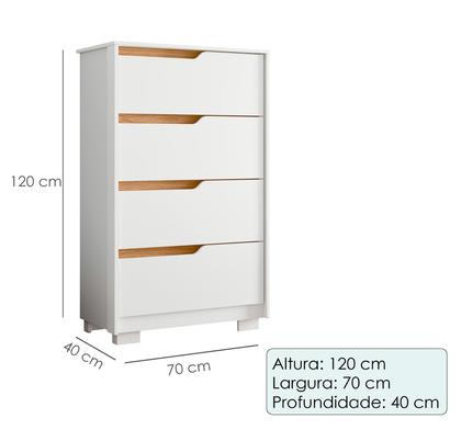 Imagem de Cômoda para Quarto Compacta com 4 Gavetas Flex Sole