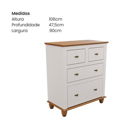 Imagem de Cômoda para Quarto de Bebê 4 Gavetas Joy Off White/Nogueira