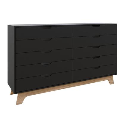 Imagem de Cômoda para Quarto Infantil 10 Gavetas 100% MDF Alice Preto/Freijó