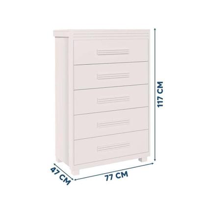 Imagem de Cômoda Para Quarto Infantil 5 Gavetas Grande Branco