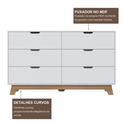 Imagem de Cômoda para Quarto Infantil 6 Gavetas 100% Mdf Alice