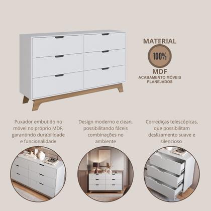 Imagem de Cômoda para Quarto Infantil 6 Gavetas 100% Mdf Alice