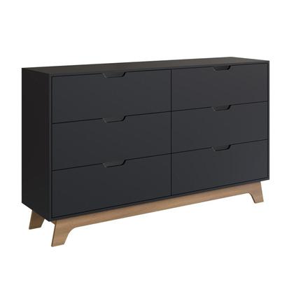 Imagem de Cômoda para Quarto Infantil 6 Gavetas 100% Mdf Alice Preto/Freijó