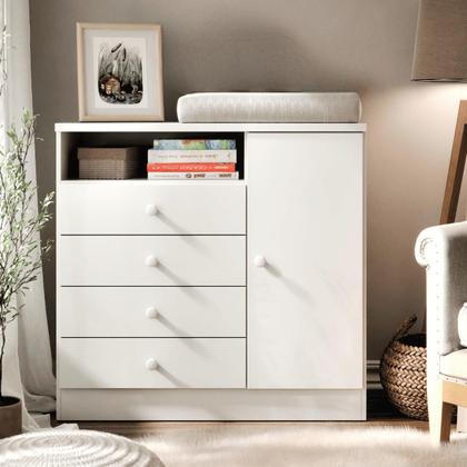 Imagem de Cômoda Para Quarto Infantil Petit Com Trocador 4 Gavetas e Sapateira