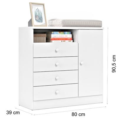 Imagem de Cômoda Para Quarto Infantil Petit Com Trocador 4 Gavetas e Sapateira