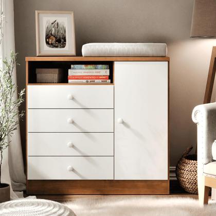 Imagem de Cômoda Para Quarto Infantil Petit Com Trocador 4 Gavetas e Sapateira