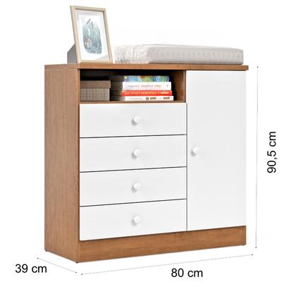 Imagem de Cômoda Para Quarto Infantil Petit Com Trocador 4 Gavetas e Sapateira