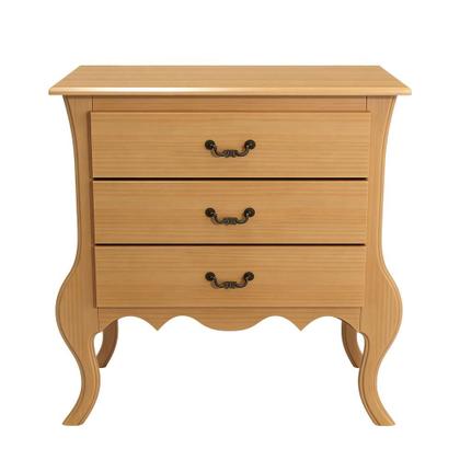 Imagem de Cômoda Para Quarto Madeira Maciça 3 Gavetas Provençal Gregory B07 Mel - Lyam Decor