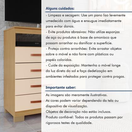Imagem de Cômoda para Quarto Sapateira 1 Porta 4 Gavetas Nicho Itapema Bege/Carvalho Americano/Off White