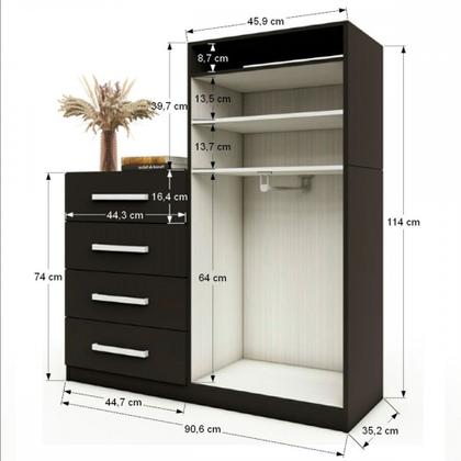 Imagem de Cômoda Paris 2 Portas 4 Gavetas Preto Fosco - Panorama Móveis