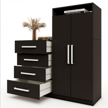 Imagem de Cômoda Paris 2 Portas 4 Gavetas Preto Fosco - Panorama Móveis