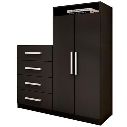 Imagem de Cômoda Paris 2 Portas 4 Gavetas Preto Fosco - Panorama Móveis