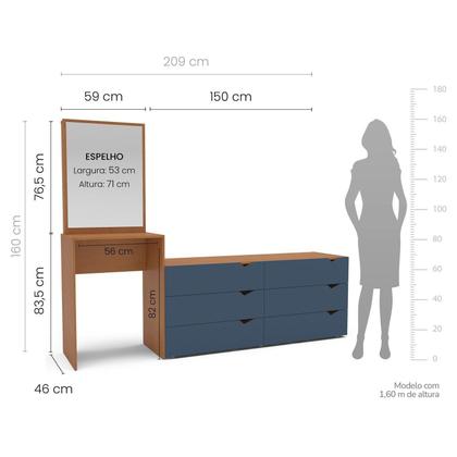 Imagem de Cômoda Penteadeira 6 Gavetas com Espelho Porto