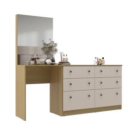 Imagem de Cômoda Penteadeira 6 Gavetas e Espelho Maite Yescasa