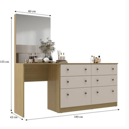 Imagem de Cômoda Penteadeira 6 Gavetas e Espelho Maite Yescasa