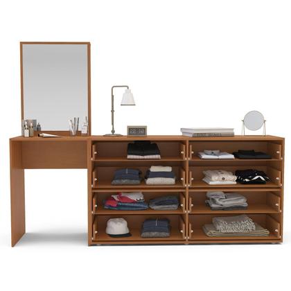 Imagem de Cômoda Penteadeira 8 Gavetas com Espelho Porto Creme/Freijó