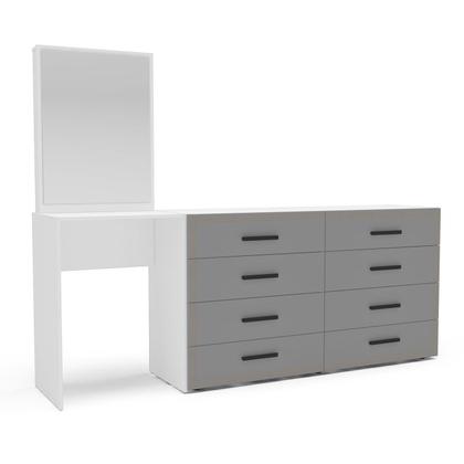 Imagem de Cômoda Penteadeira 8 Gavetas Valência Cinza/Branco