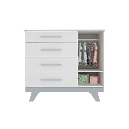 Imagem de Cômoda Peroba Retrô Porta PETG Crista 4 Gav Branco