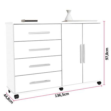 Imagem de Comoda Quarto 4 Gavetas 2 Porta Bali