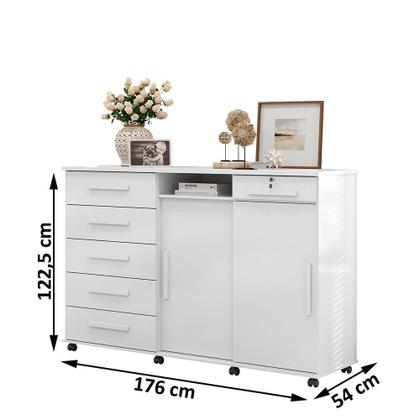 Comoda Quarto 5 Gavetas 2 Portas Max 2020 - Lukaliam - Cômoda