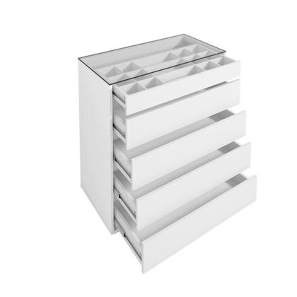 Imagem de Cômoda Quarto Belize 5 Gavetas e Tampo de Vidro