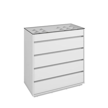 Imagem de Cômoda Quarto Belize 5 Gavetas e Tampo de Vidro