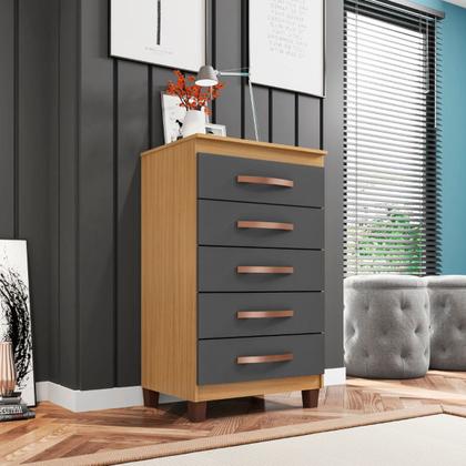 Imagem de Cômoda Quarto Casal Solteiro Adulto Infantil 5 Gavetas Grandes Madeira