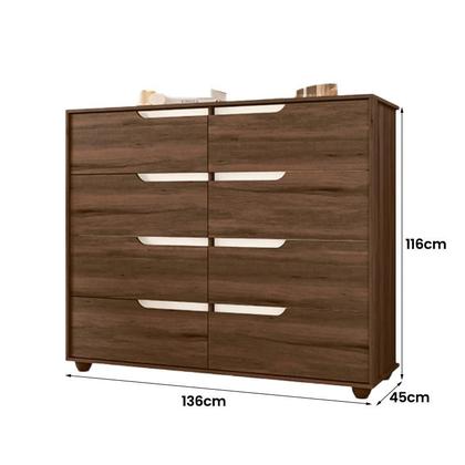 Imagem de Cômoda Quarto Doble com 8 Gavetas e Pés 