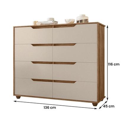 Imagem de Cômoda Quarto Doble com 8 Gavetas e Pés 