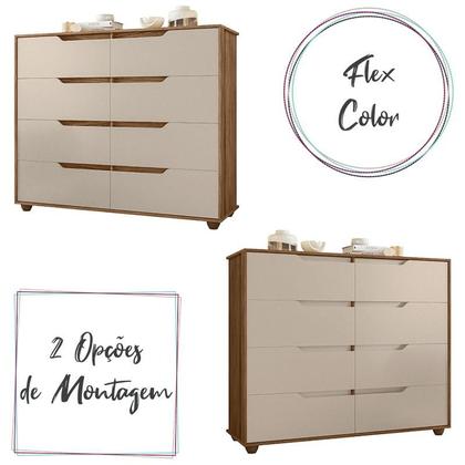 Imagem de Cômoda Quarto Doble com 8 Gavetas e Pés 