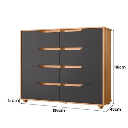 Imagem de Cômoda Quarto Doble com 8 Gavetas e Pés