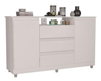Imagem de Cômoda Quarto Grande 3 Gavetas 2 Portas Branco Venus