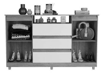 Imagem de Cômoda Quarto Grande 3 Gavetas 2 Portas Branco Venus