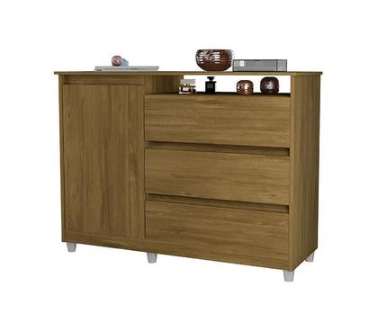 Imagem de Cômoda Quarto Sky com 3 Gavetas 1 Porta e Pés Plásticos