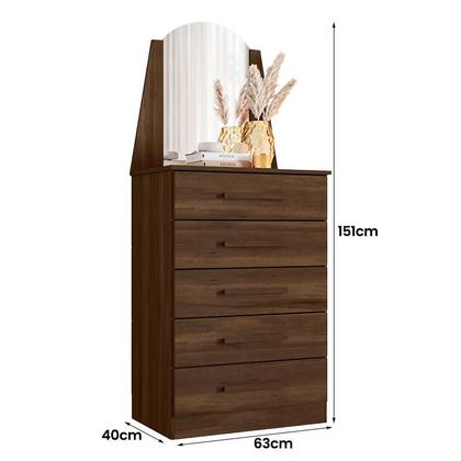 Imagem de Cômoda Quarto Veneza com 5 Gavetas e Espelho